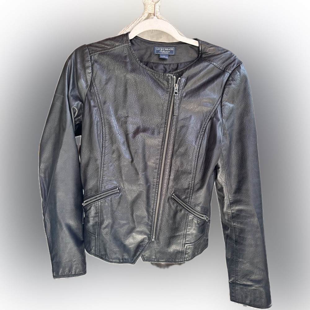 Small Lucky Brand Leather Moto type jacket -good used condition